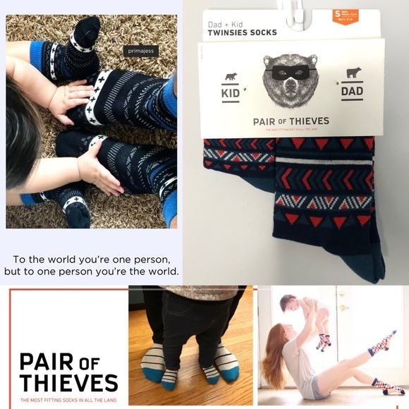 Twinsies Socks Kid+Dad Striped Red Green Size Med - Picture 2 of 8